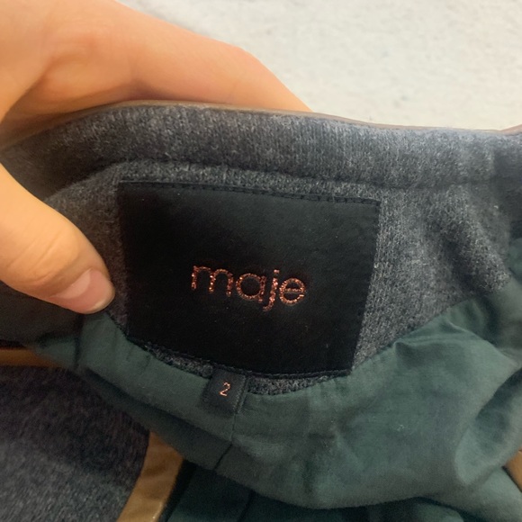 Maje wool faux leather trim jacket - Picture 6 of 6